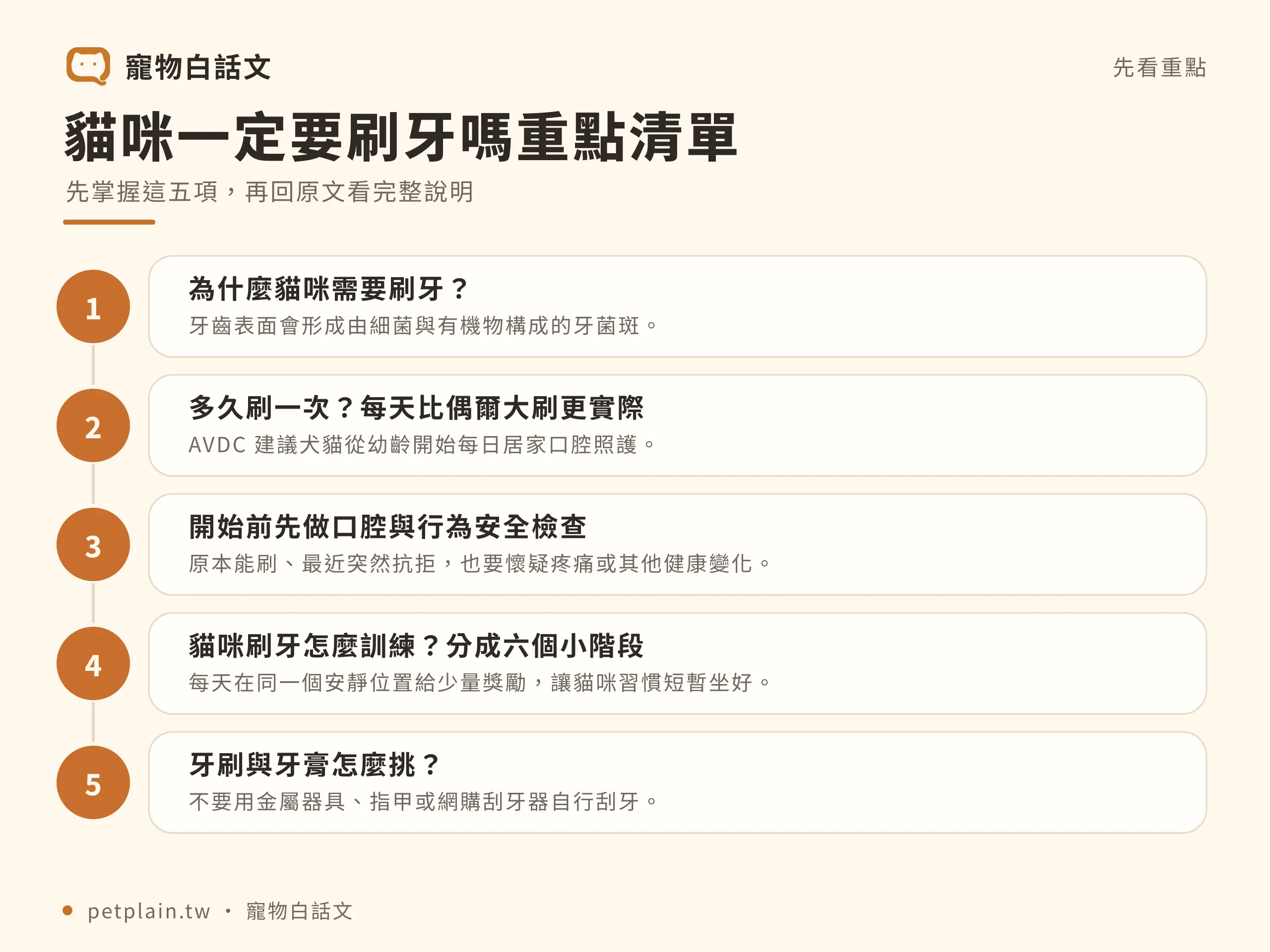 貓咪一定要刷牙嗎？從頻率到工具一次看懂：重點整理