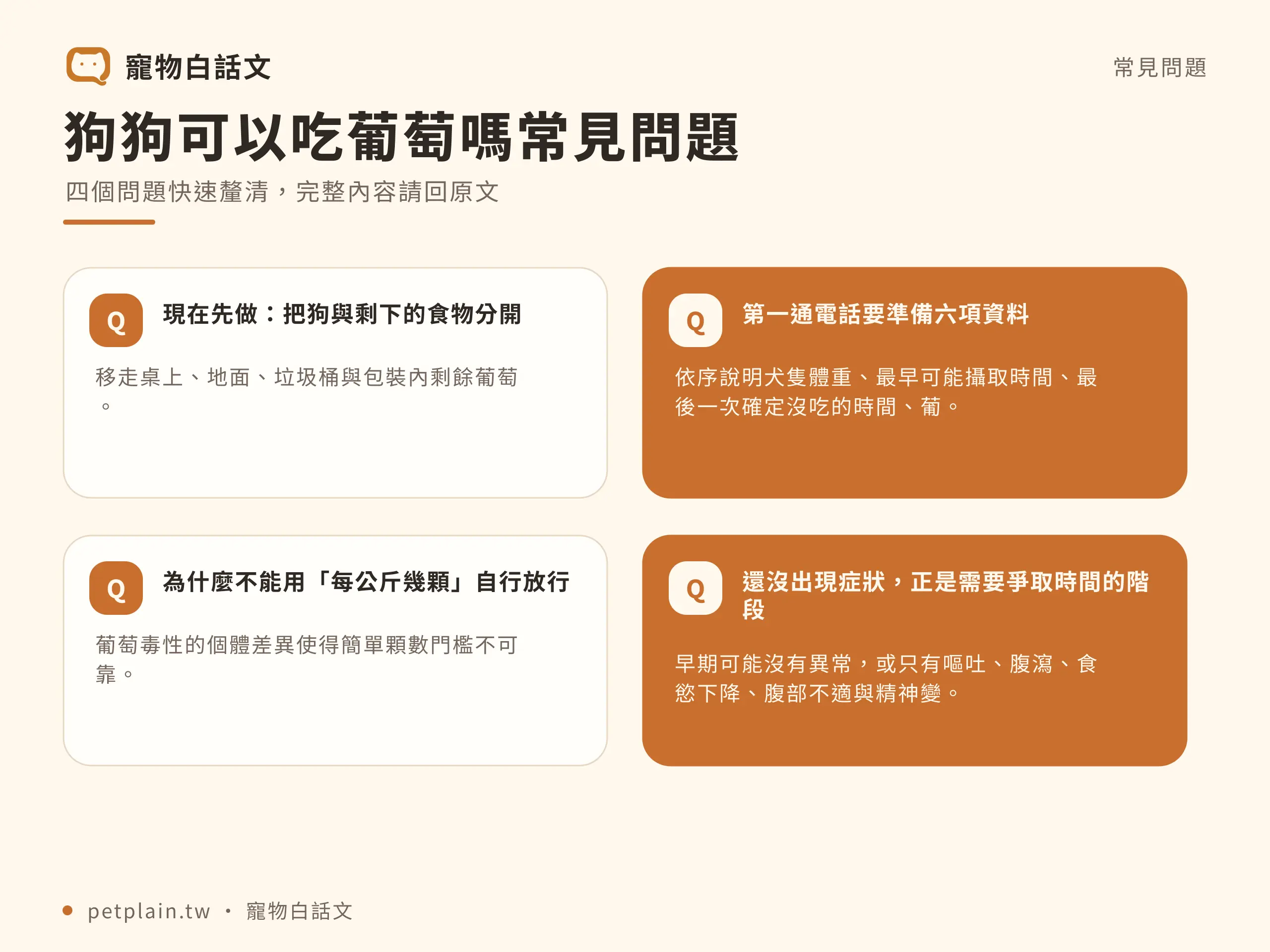 狗吃葡萄怎麼辦?毒性風險與緊急處理:常見問題