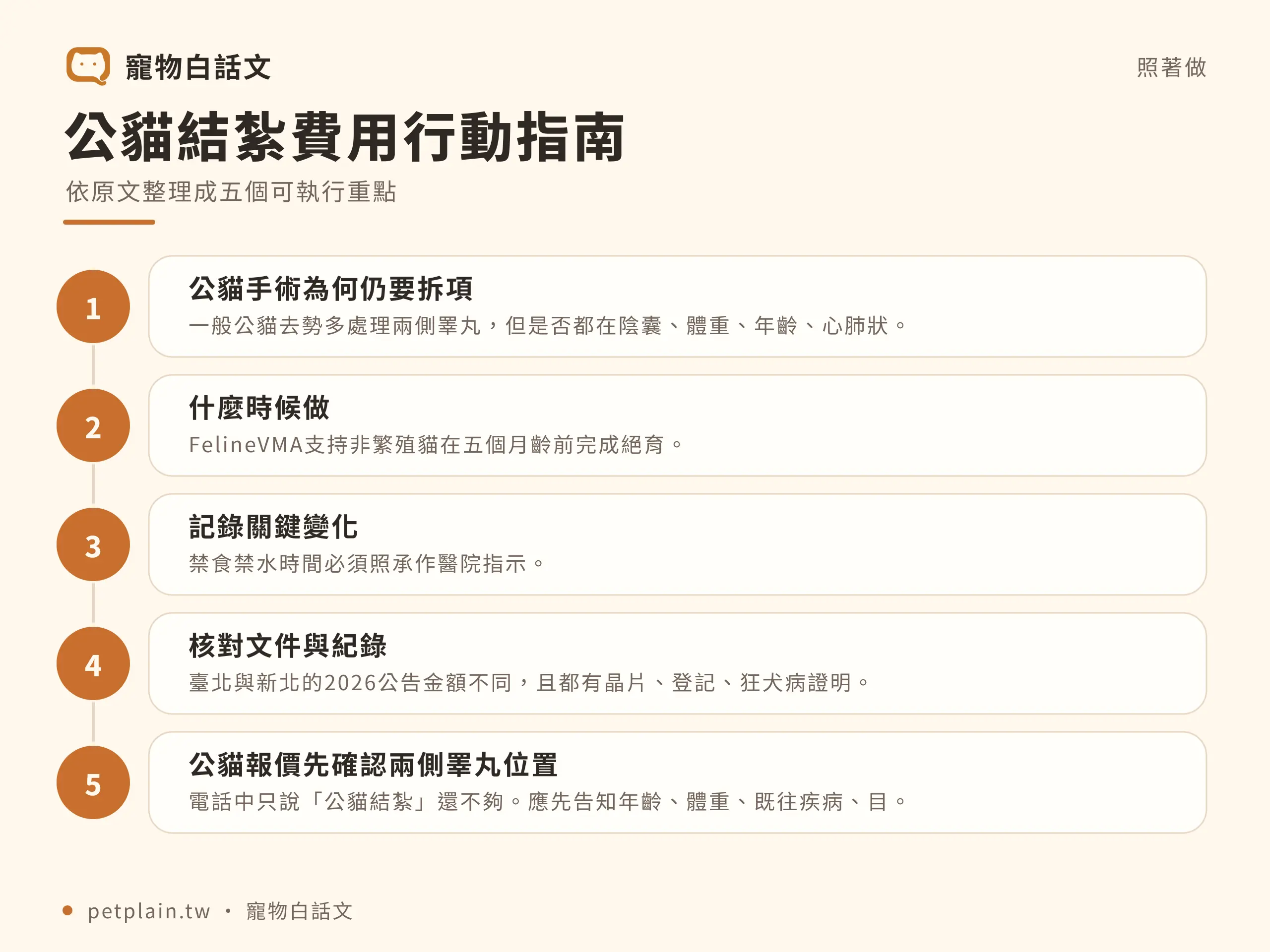 公貓結紮費用多少？檢查、麻醉與術後項目：實際步驟