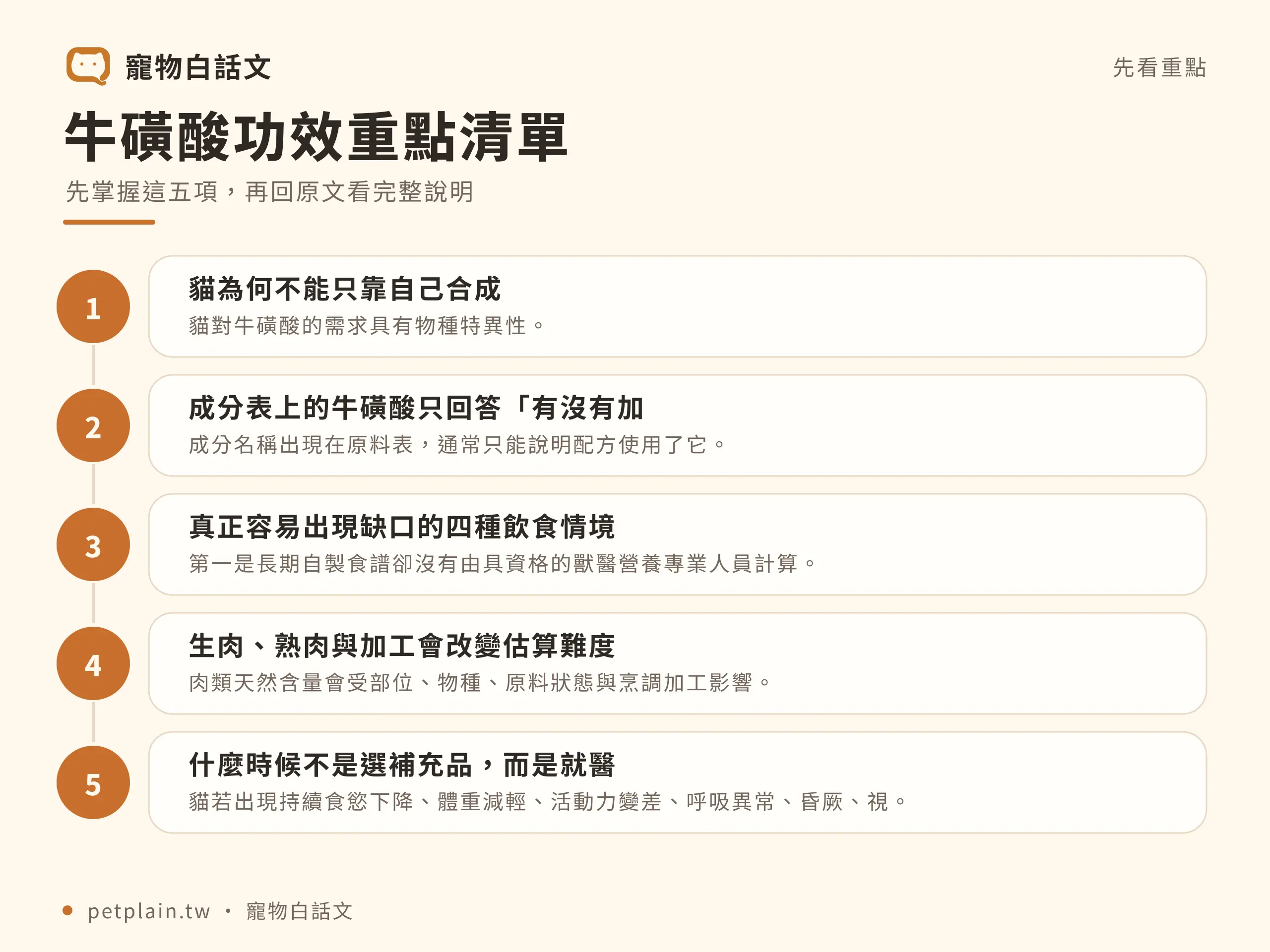 牛磺酸對貓有什麼作用?缺乏風險與補充原則:重點整理