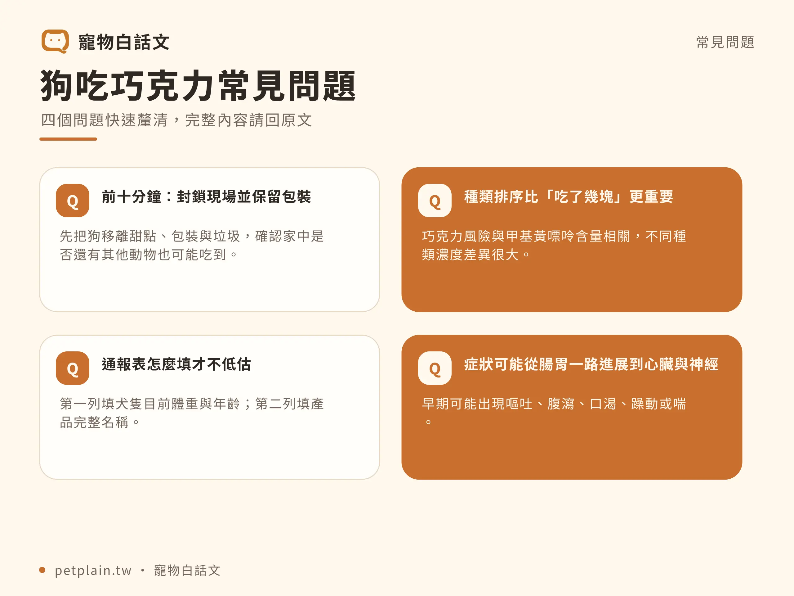 狗吃巧克力怎麼辦?毒性判斷與緊急處理:常見問題