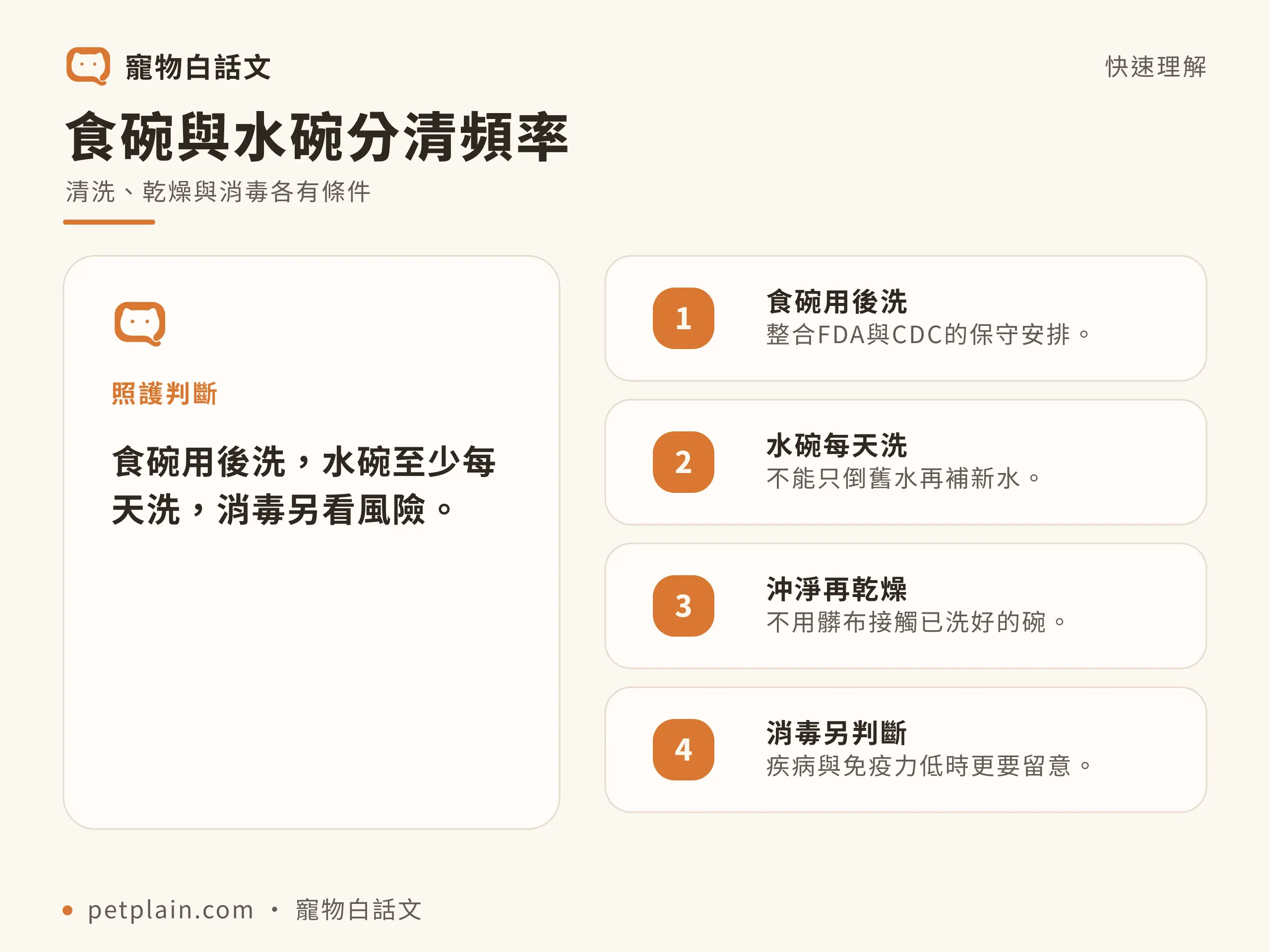 食碗與水碗分清頻率，清洗、乾燥與消毒各有條件