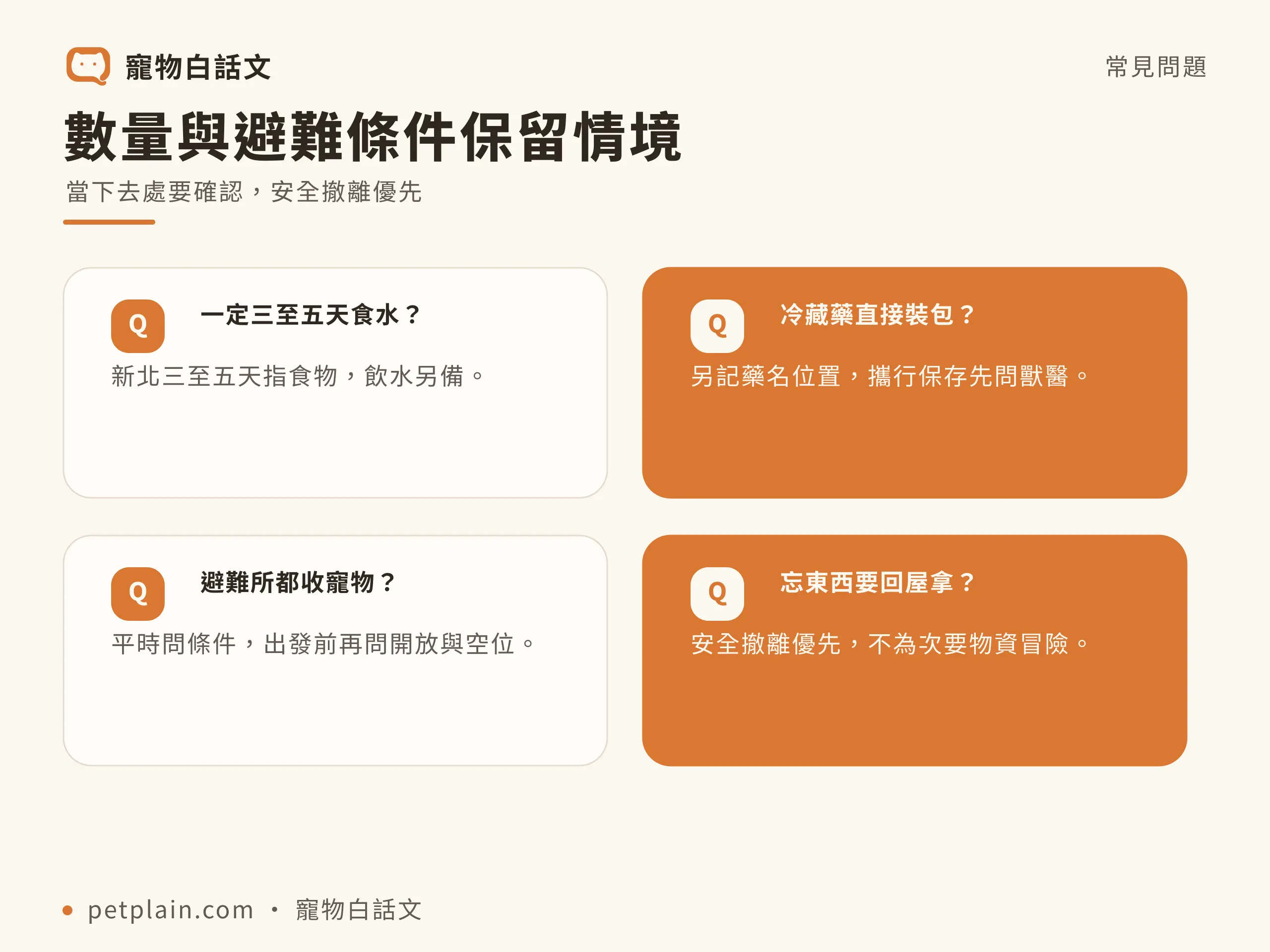 數量與避難條件保留情境